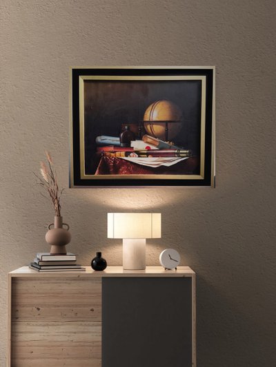 Nature Morte avec Globe, Livres et Longue-vue,  Huile sur toile par  Jean Grimal (1942–1998)