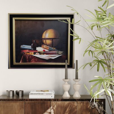 Nature Morte avec Globe, Livres et Longue-vue,  Huile sur toile par  Jean Grimal (1942–1998)