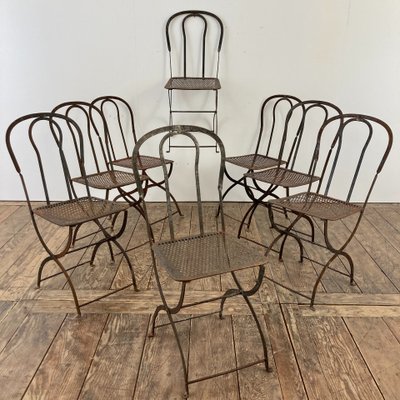 Set of 8 wrought-iron chairs