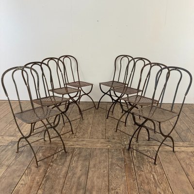 Set of 8 wrought-iron chairs