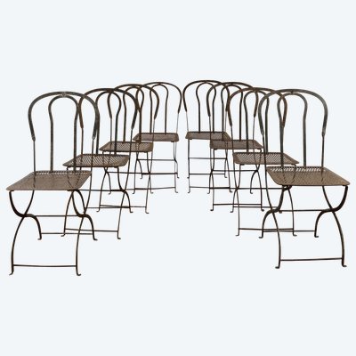 Set of 8 wrought-iron chairs