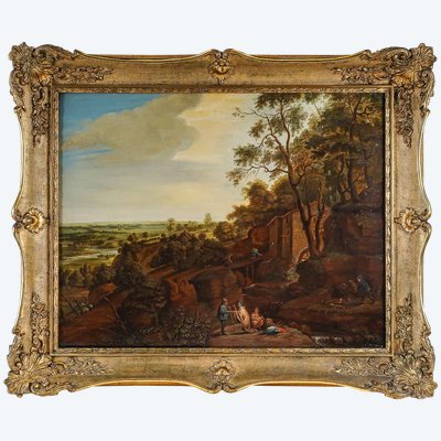 Scuola francese 1680-1700 circa, La Vie à la Campagne, olio su tavola