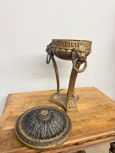Brûle-parfum en bronze ancien, 19ème siècle, France, 50x30 cm