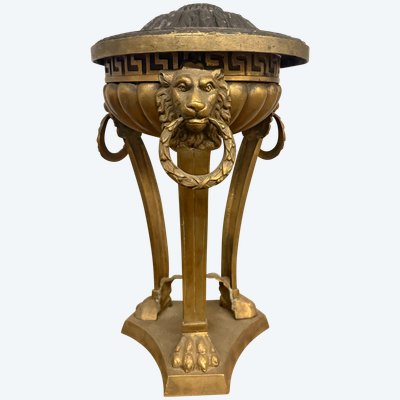 Brûle-parfum en bronze ancien, 19ème siècle, France, 50x30 cm