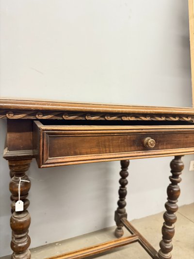 Table à écrire ancienne du 19ème siècle, en noyer massif, 75x80x50 cm