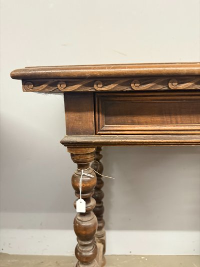 Table à écrire ancienne du 19ème siècle, en noyer massif, 75x80x50 cm