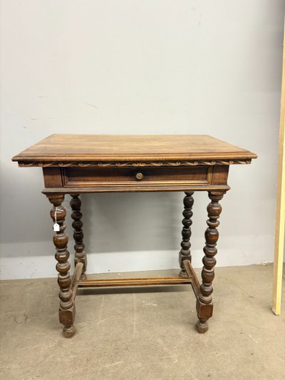 Table à écrire ancienne du 19ème siècle, en noyer massif, 75x80x50 cm