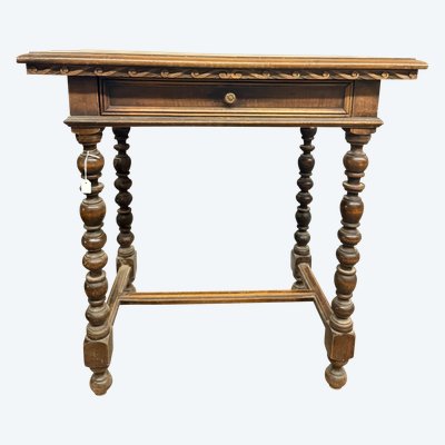 Table à écrire ancienne du 19ème siècle, en noyer massif, 75x80x50 cm