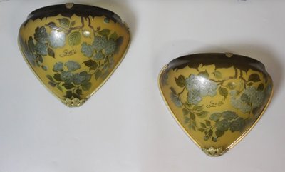 Pair of Gallé Tip sconces decorated with flowers and leaves