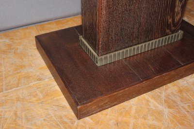 Guéridon Art déco en chêne et bronze nickelé vers 1930