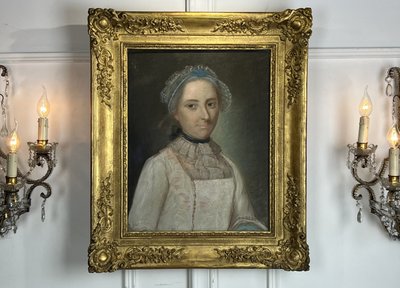 PASTEL SPÄTES XVIII. UNTER GLAS / FRANZÖSISCHE SCHULE /PORTRAIT EINER FRAU GUT GESTALTET