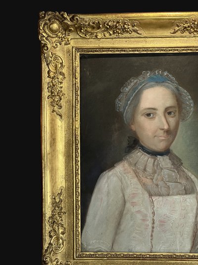 PASTEL SPÄTES XVIII. UNTER GLAS / FRANZÖSISCHE SCHULE /PORTRAIT EINER FRAU GUT GESTALTET