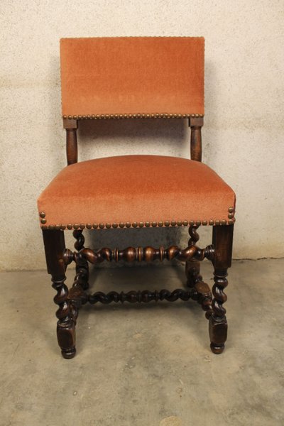 Suite of 7 walnut chairs in the Louis XIII style, 19th century
