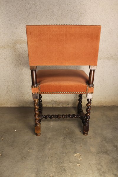 Suite of 7 walnut chairs in the Louis XIII style, 19th century