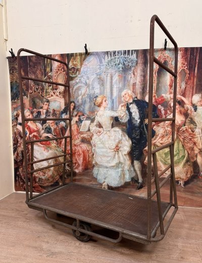 Very large late 19th century railway luggage cart