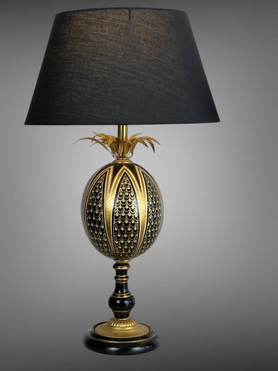 MAISON CHARLES ( im Geschmack von ) PAIRE DE LAMPES EN LAITON ET OEUF D'AUSTRUCHE