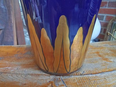 Paire grands vases anciens bleu de Tours Manufacture Jaget et Pinon 