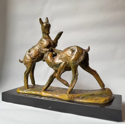 Scultura in bronzo "Combat de Chevreaux" Irénée ROCHARD Art Deco