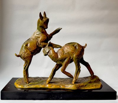 Scultura in bronzo "Combat de Chevreaux" Irénée ROCHARD Art Deco
