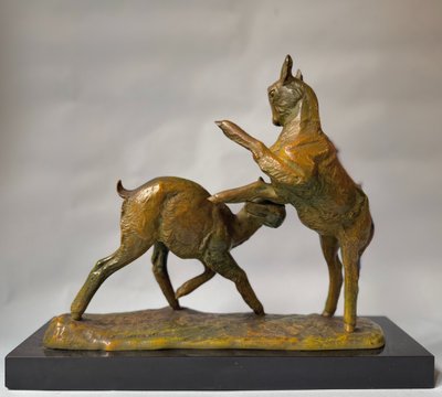 Scultura in bronzo "Combat de Chevreaux" Irénée ROCHARD Art Deco