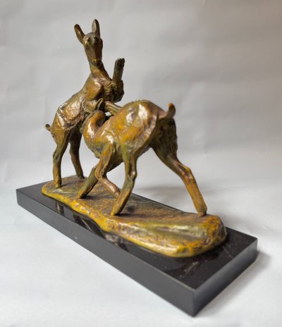 Scultura in bronzo "Combat de Chevreaux" Irénée ROCHARD Art Deco