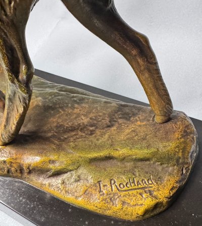 Scultura in bronzo "Combat de Chevreaux" Irénée ROCHARD Art Deco