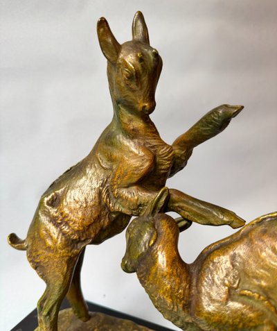 Scultura in bronzo "Combat de Chevreaux" Irénée ROCHARD Art Deco