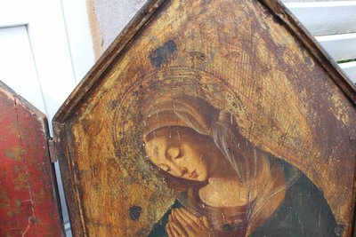 Großes Triptychon Gemalte Tafel Mit Der Madonna XVIII Italienisch