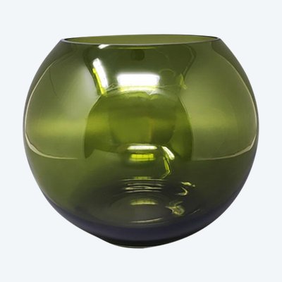 1960 Splendido vaso verde di Flavio Poli. Prodotto in Italia