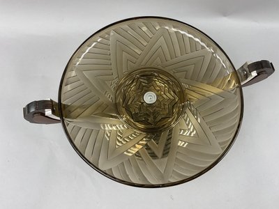 Coupe sur pied verre et metal argenté style art deco 