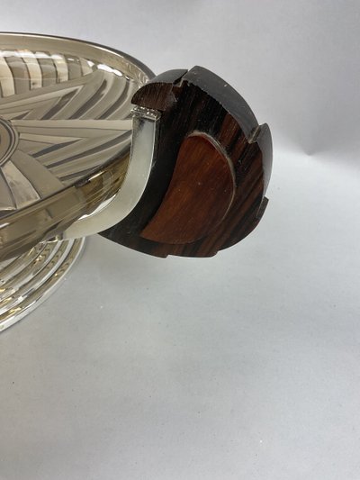 Coupe sur pied verre et metal argenté style art deco 