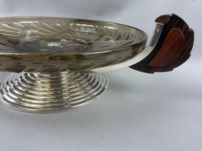 Coupe sur pied verre et metal argenté style art deco 