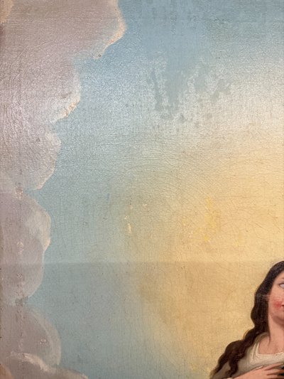 Peinture à l'huile ancienne Immaculée conception, 104x59 cm, Ecole italienne du 19e siècle