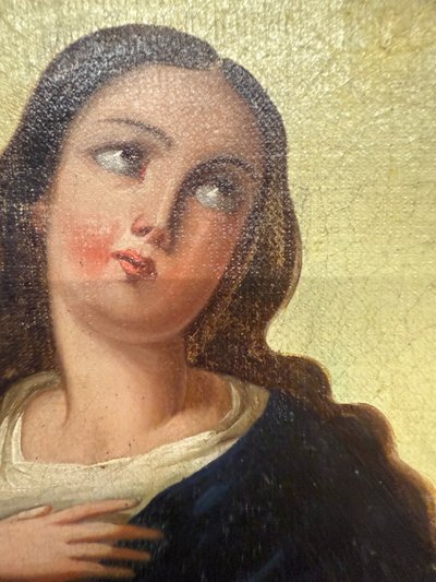 Peinture à l'huile ancienne Immaculée conception, 104x59 cm, Ecole italienne du 19e siècle