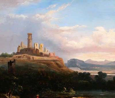 Louis-A. Lapito (att. à) 1803-1874 Italie, paysage aux ruines, tableau, 1830-40, romantisme