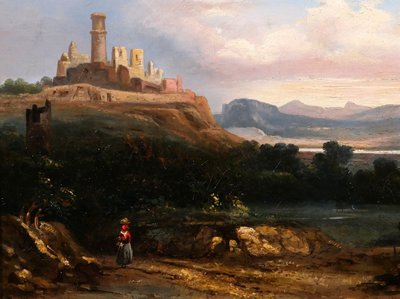 Louis-A. Lapito (att. à) 1803-1874 Italie, paysage aux ruines, tableau, 1830-40, romantisme