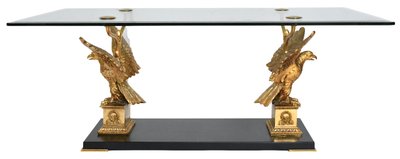 Gilded brass and bronze coffee table with eagles