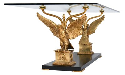 Gilded brass and bronze coffee table with eagles