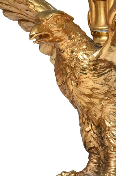 Gilded brass and bronze coffee table with eagles