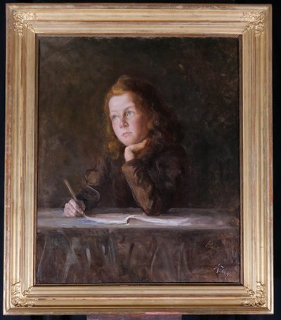 Alice BAILLY 1872-1938 Porträt eines träumenden Kindes, Gemälde, 1901 Schweiz Albert Anker Vevey