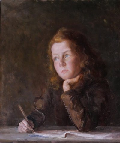 Alice BAILLY 1872-1938 Porträt eines träumenden Kindes, Gemälde, 1901 Schweiz Albert Anker Vevey