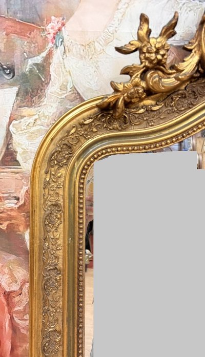 grand miroir époque Napoléon III en bois doré circa 1880 