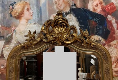 grand miroir époque Napoléon III en bois doré circa 1880 