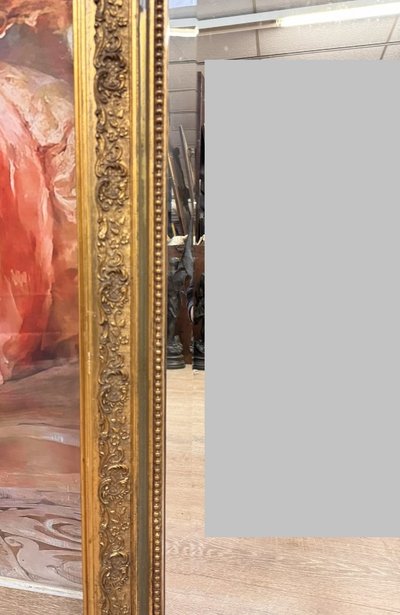 grand miroir époque Napoléon III en bois doré circa 1880 