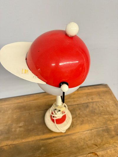 Lampada vintage cappello anni '70, base in travertino, 50x25 cm