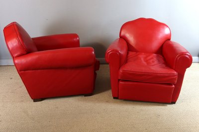 Paire de fauteuils club en cuir
