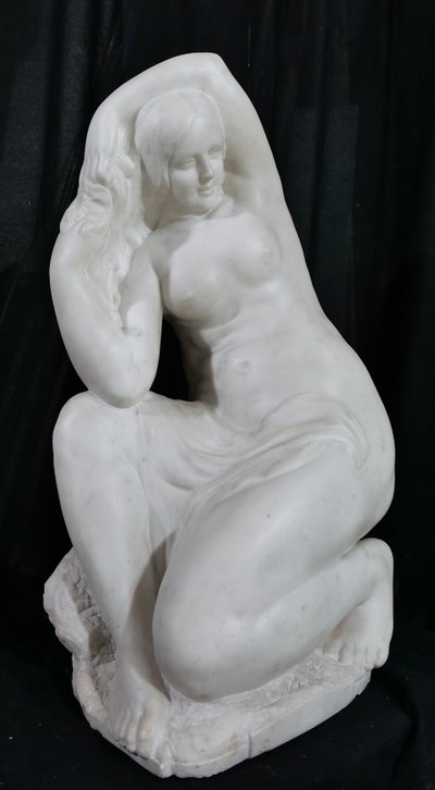 Jules Oscar MAES 1881-1964 Femme nue, baigneuse, sculpture marbre, vers 1920 statue Art Déco