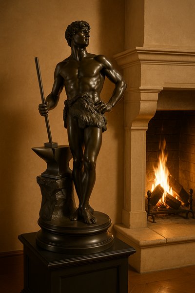 Grande statua in bronzo "Le Travail" firmata Maurice Constant - 60 cm - Francia, XX secolo