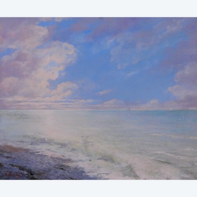Edouard LARCHE 1855-1939 Himmelsstudie, Seelandschaft, Gemälde um 1900 Impressionismus Boudin