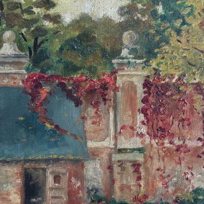 Oil on canvas depicting a property in the early 20th century
